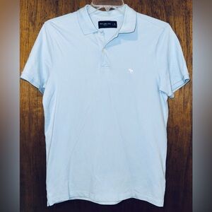 Abercrombie & Fitch Signature Icon Polo Shirt w Moose Size Medium Sky Blue NWOT